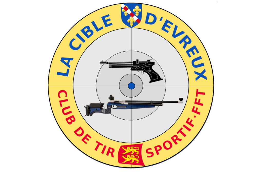 Logo du club avec le texte La cible d'Evreux Club de Tir Sportif - FFT